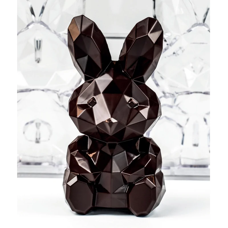 Professional Polycarbonate Geometric Easter Bunny Rabbit Roger Chocolate Mold - 78mm x 73mm x h 150mm - 130gr