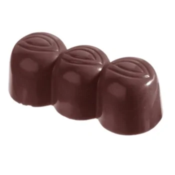 Polycarbonate Three Note Chocolate Snack Bar Mold - 47 mm x 19 mm x 17 mm - 13 gr - 22 Cavity