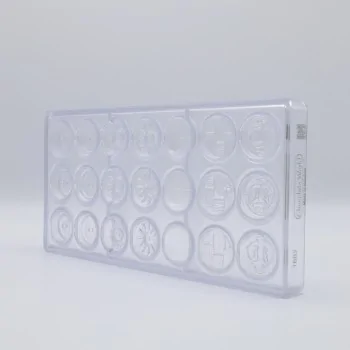 Polycarbonate Buttons Chocolate Mold - 31 mm x 31 mm x 8 mm - 5 gr - 7 Designs 21 Cavity