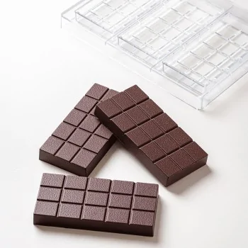 Professional Polycarbonate Yummy Dubai Chocolate Tablet Mold - 155 mm x 75 mm h x 20 mm - 250 gr - 3 cavity