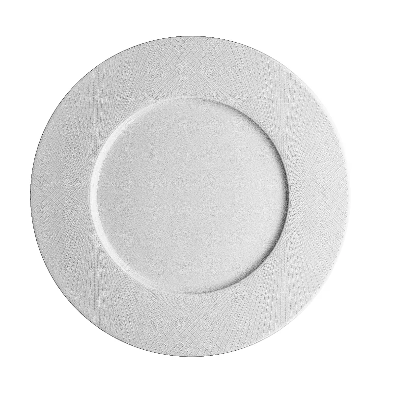 Degrenne Graphique Blanc Round Presentation Plate W/Wide Rim - 32 cm - 12''5/8 - Set of 3