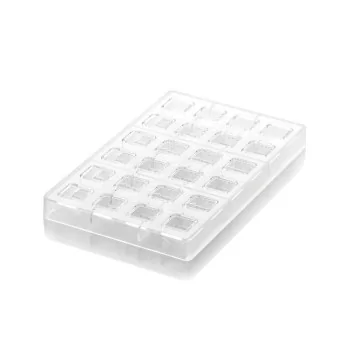 Silikomart Professional Polycarbonate Quadro Square Chocolate Praline Mold - 25 mm x 25 mm x h 15 mm - 24 Cavity