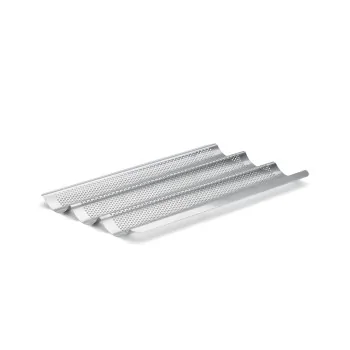 de Buyer Perforated Stainless Steel Baguette Pan for 3 Baguettes