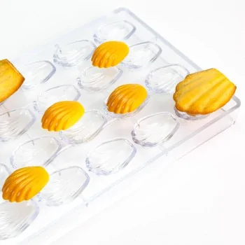 Professional Polycarbonate Madeleine Praline Mold - 43 mm x 27 mm x h 14.5 mm - 9.8gr - 20 Cavity