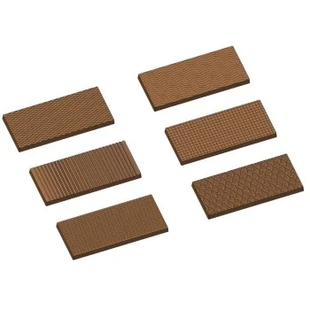 Polycarbonate 6 Textures Chocolate Tablet Mold - 70.6 mm x 31.7 mm x h 3.9 mm - 10gr - 12 Cavity