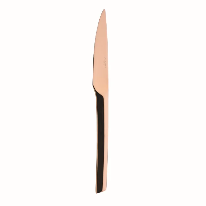 Degrenne Guest Copper Pvd Stainless Steel Table Knife Solid Handle Serrated 232 mm - 9 ''1/8 - Pack of 12