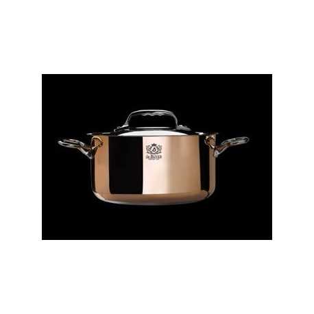 De Buyer 6242.24 De Buyer Stewpan Copper Stainless Steel PRIMA MATERA with lid - ø9 1/2''- 6.3qt Prima Matera Copper Inductio...