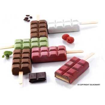 Silikomart Set of 2 Ice Cream Molds - Tray and 50 Sticks - Rectangular Shaped - L 15.5'' x W 11.75'' x H 1.25''