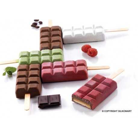 Silikomart Set of 2 Ice Cream Molds - Tray and 50 Sticks - Rectangular Shaped - L 15.5'' x W 11.75'' x H 1.25''